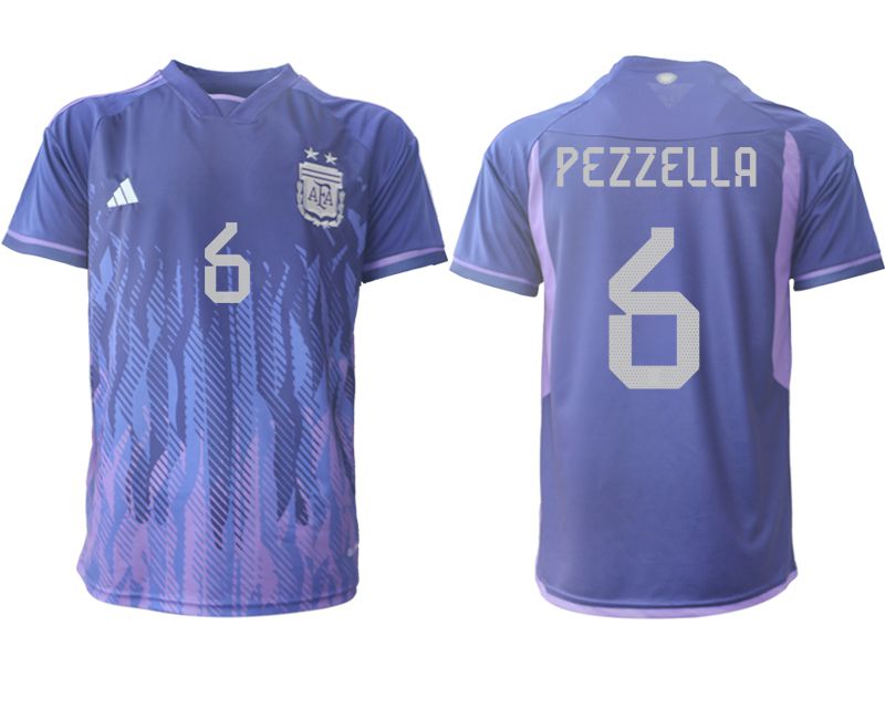 Men 2022 World Cup National Team Argentina away aaa version purple #6 Soccer Jersey